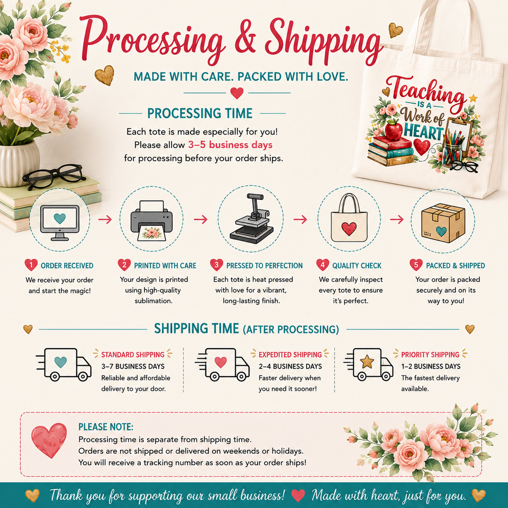 Teacher tote processing and shipping information