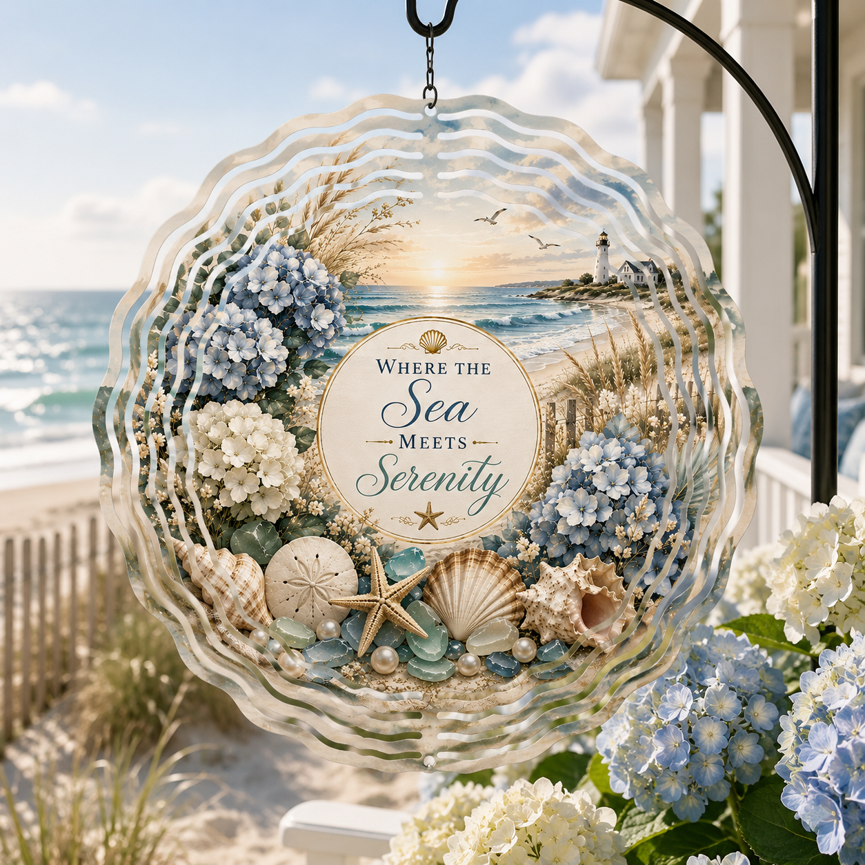 Where the Sea Meets Serenity 8-inch Coastal Luxe wind spinner