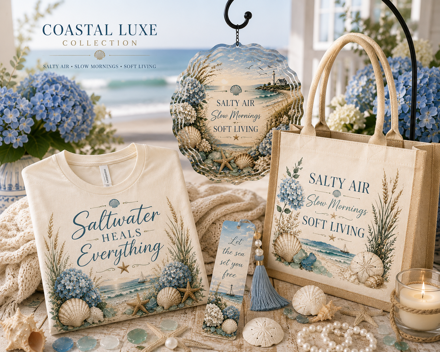 Coastal Luxe collection wind spinner styling by Julizel & Co.