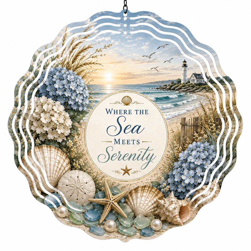 Coastal Luxe wind spinner front design close-up