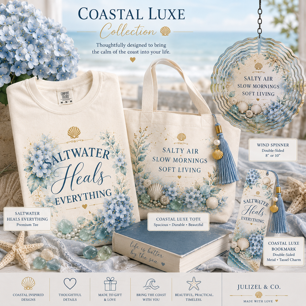 Coastal Luxe collection bookmark styling by Julizel & Co.
