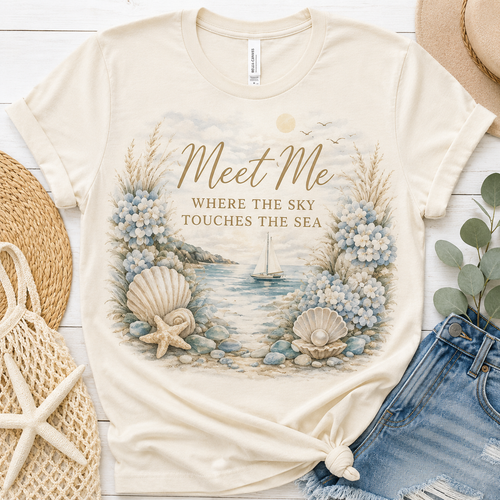 Meet Me Where the Sky Touches the Sea Coastal Luxe Tee by Julizel & Co.