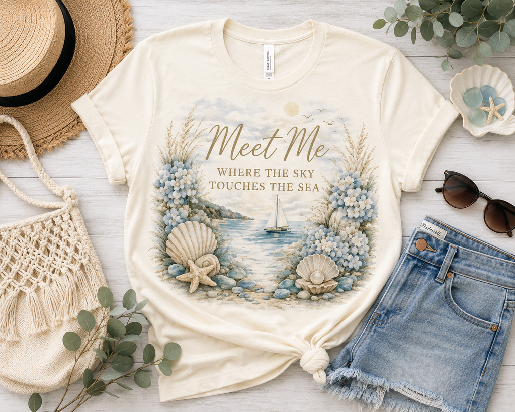 Meet Me Where the Sky Touches the Sea Coastal Luxe Tee lifestyle view