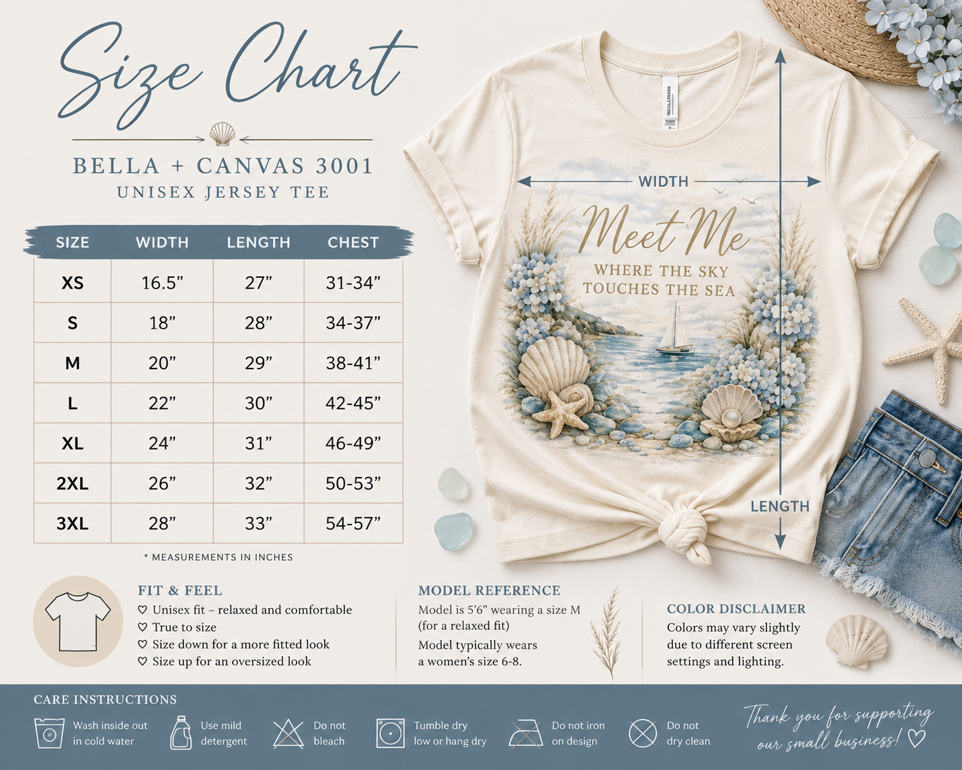 Meet Me Where the Sky Touches the Sea Coastal Luxe Tee color options