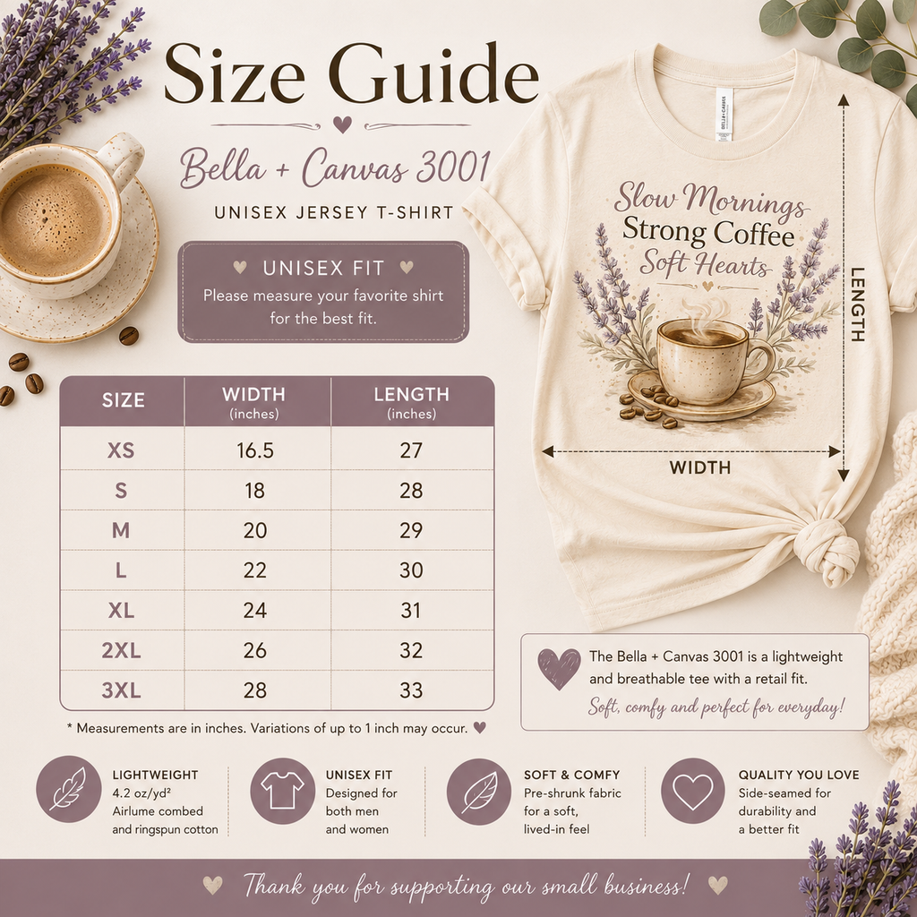 Slow Mornings Strong Coffee Soft Hearts T-Shirt | Coffee & Cozy Graphic Tee