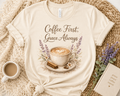 Coffee First, Grace Always T-Shirt | Coffee & Cozy Faith Graphic Tee