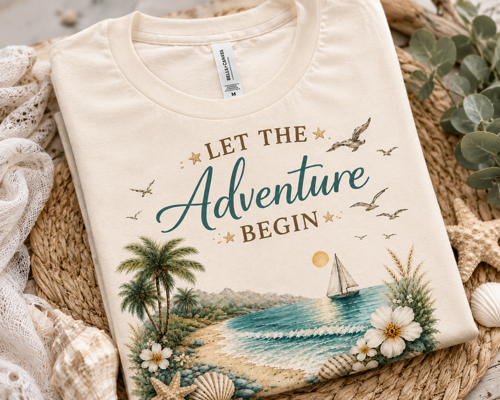 Let the Adventure Begin Coastal Luxe Tee color options
