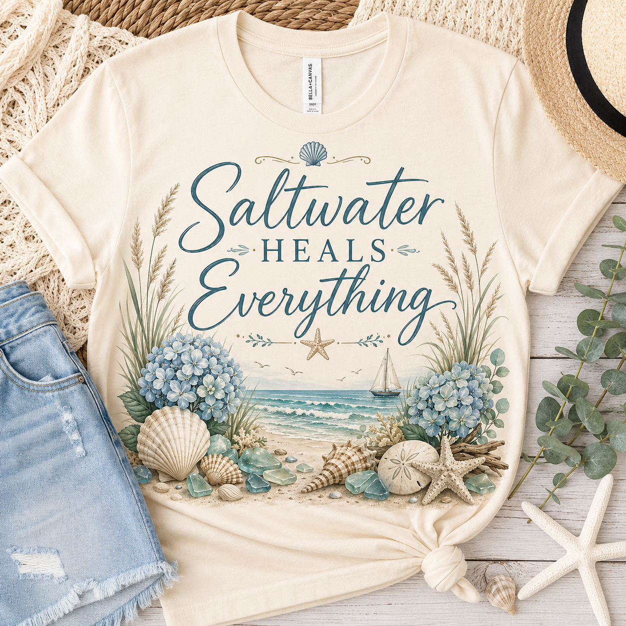 Saltwater Heals Everything Coastal Luxe Tee by Julizel & Co.
