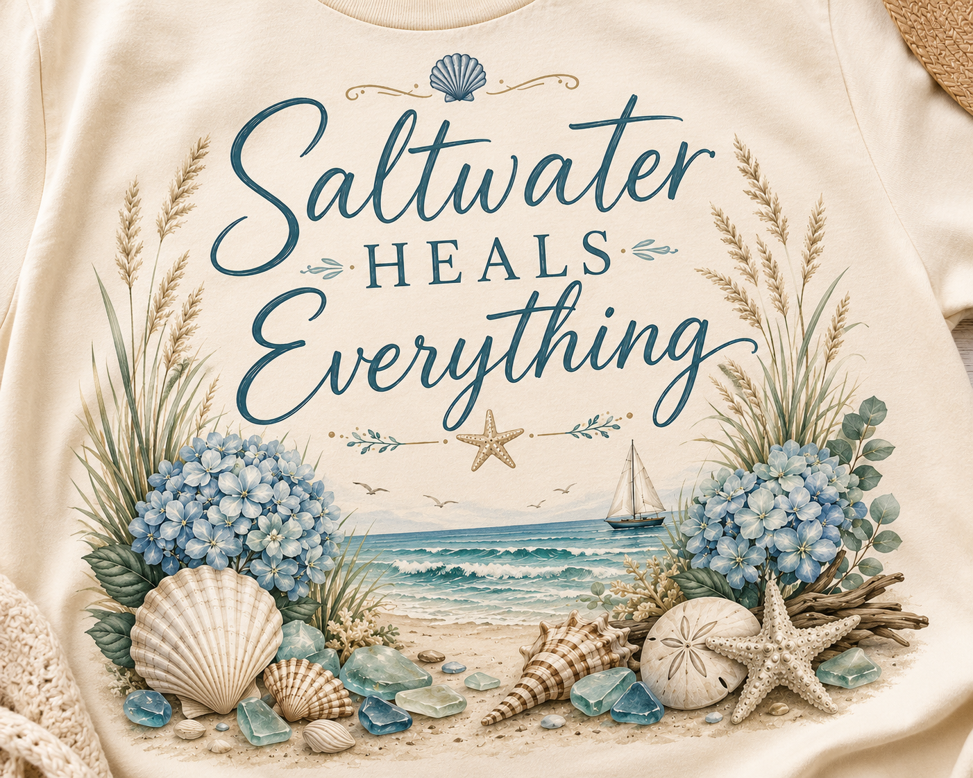 Saltwater Heals Everything Coastal Luxe Tee alternate product view