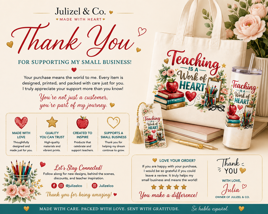 Julizel and Co. small business thank-you image