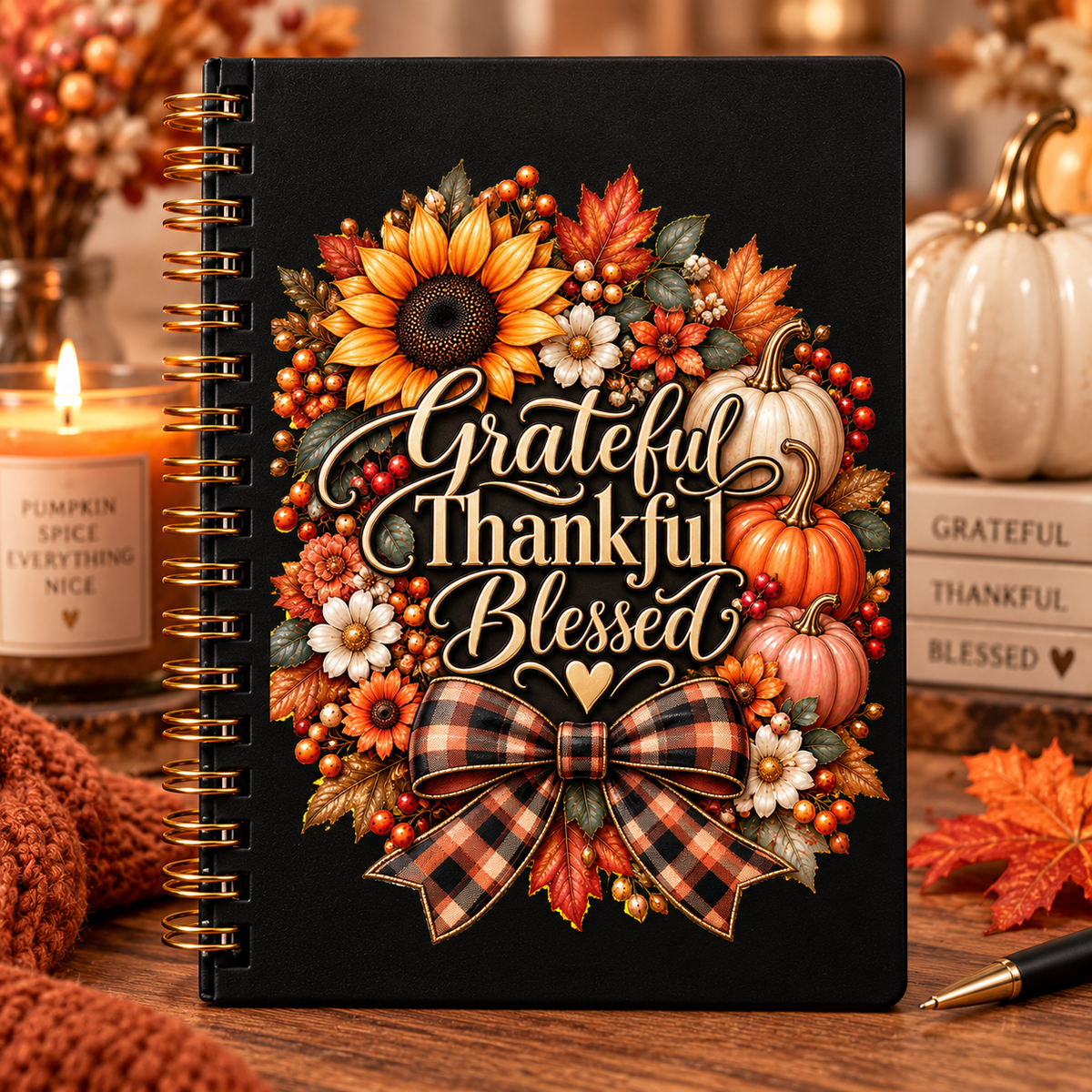Hero - Grateful Thankful Blessed Autumn Heirloom spiral notebook