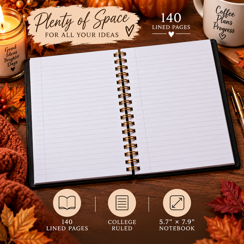 Inside pages - Grateful Thankful Blessed Autumn Heirloom spiral notebook
