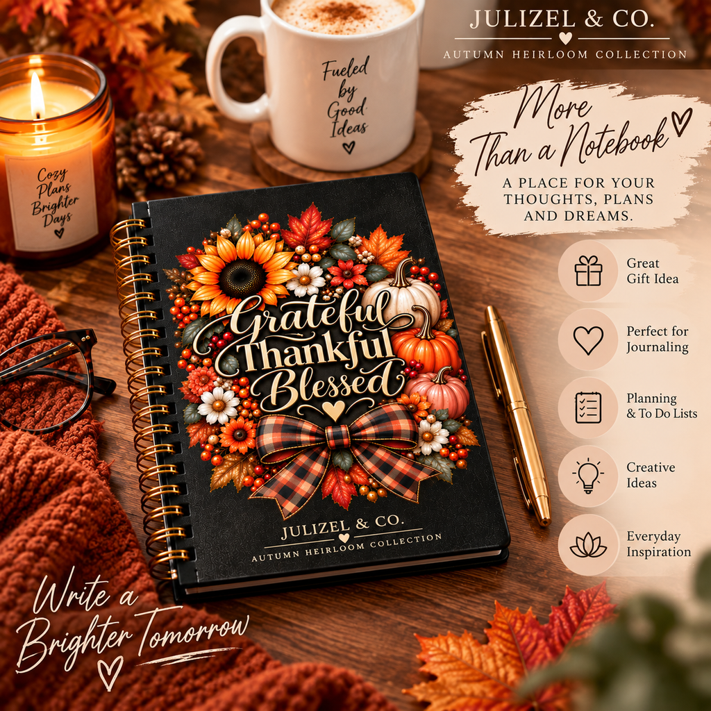 Notebook uses - Grateful Thankful Blessed Autumn Heirloom spiral notebook