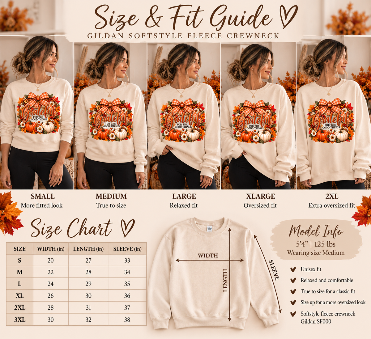 Gildan Softstyle Fleece Crewneck size and fit guide