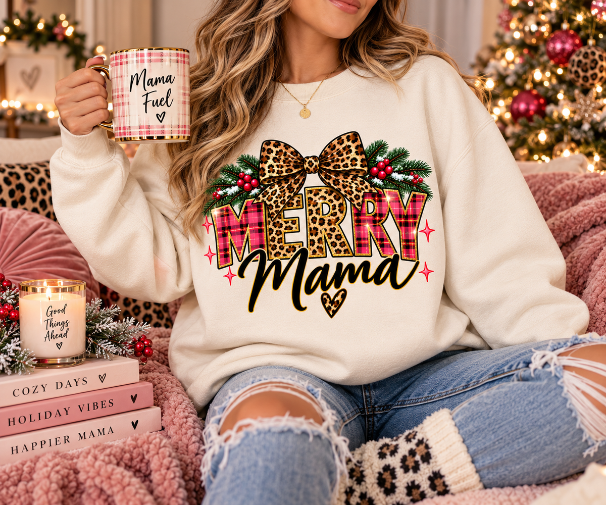 Merry Mama crewneck holiday lifestyle