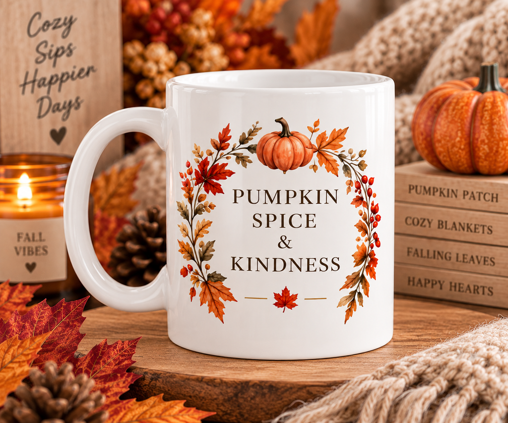 Pumpkin Spice & Kindness 11 oz ceramic mug - Alternate view