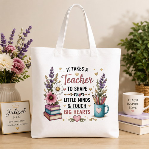 It Takes a Teacher to Shape Little Minds white teacher tote bag
