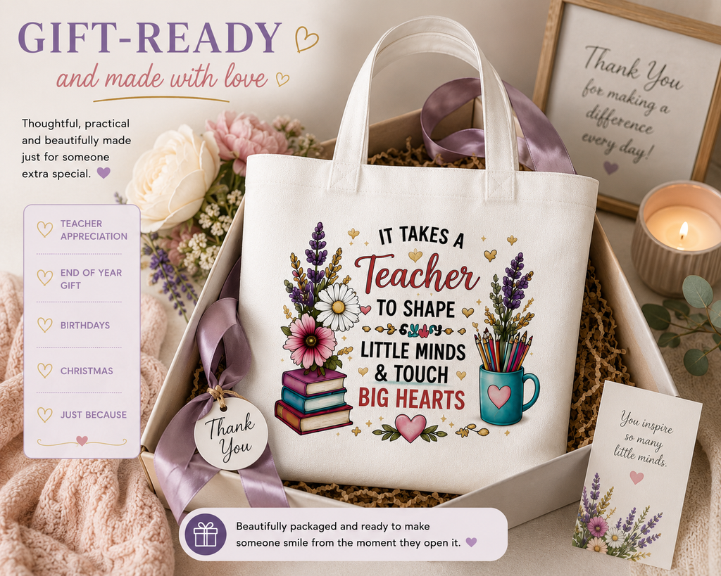 Gift-ready teacher tote bag for teacher appreciation