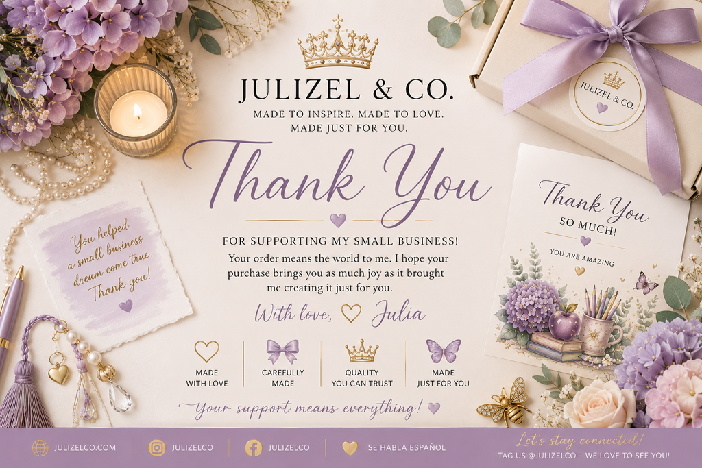 Julizel & Co. thank-you and small-business branding graphic