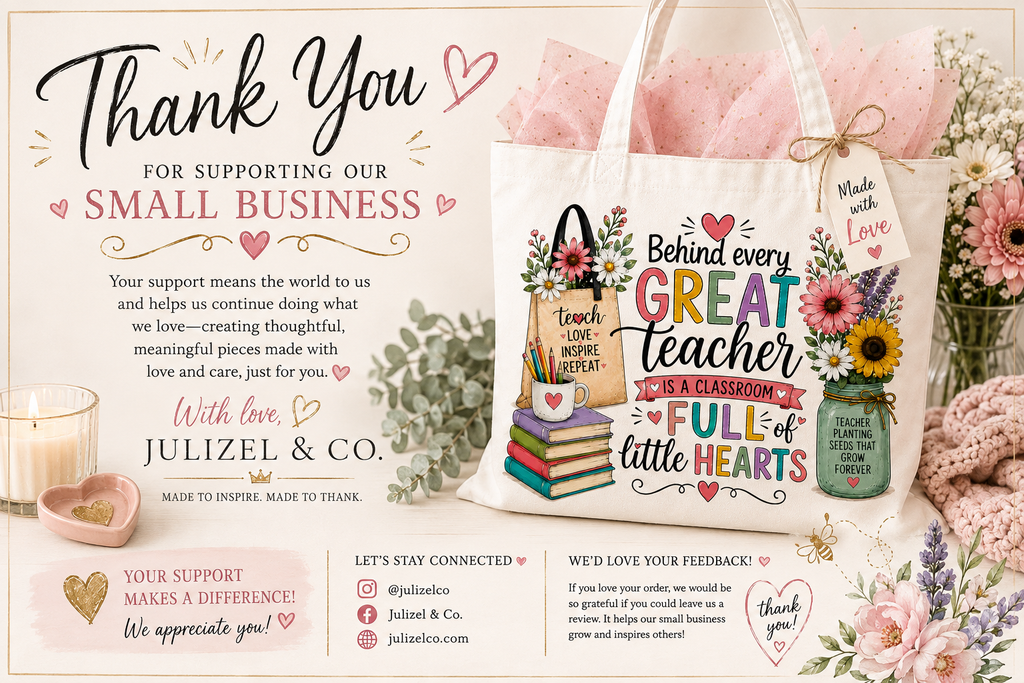Julizel and Co. thank-you and small-business branding image